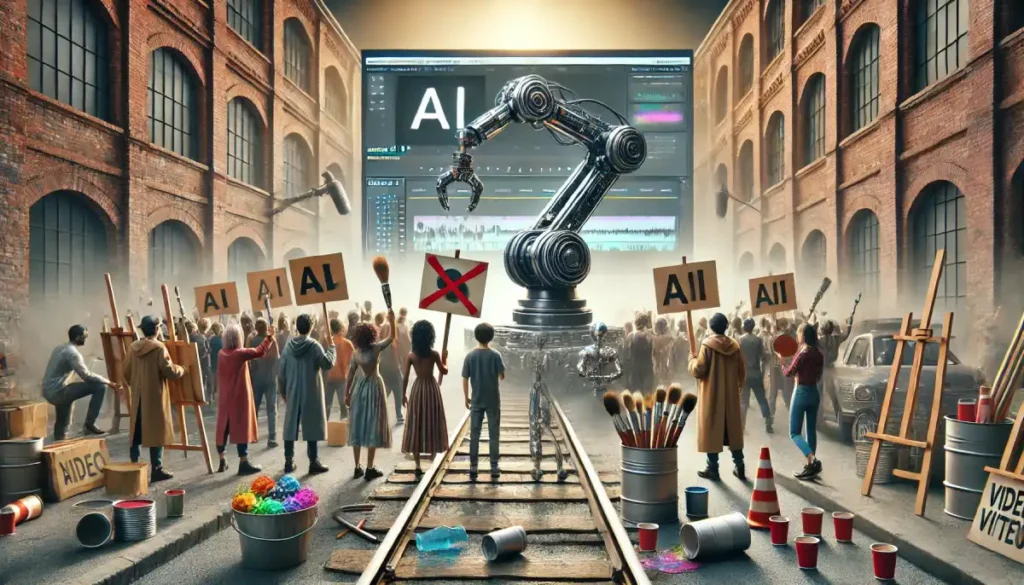 Artists protesting AI tools.