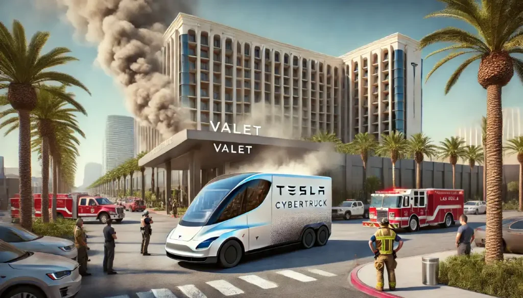 Tesla Cybertruck Catches Fire Outside Trump Hotel in Vegas