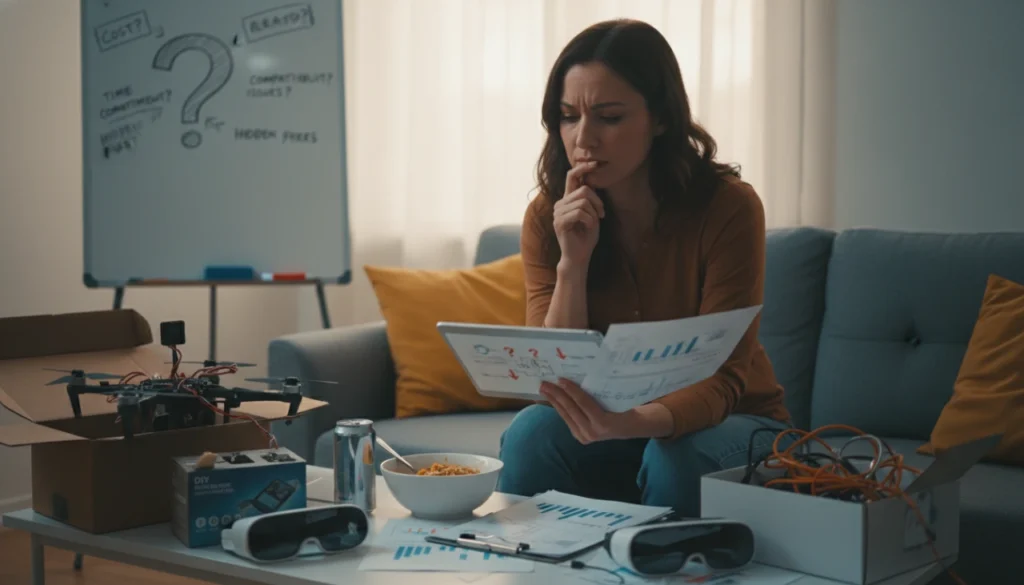 A person carefully inspecting a product with a magnifying glass to identify potential drawbacks.