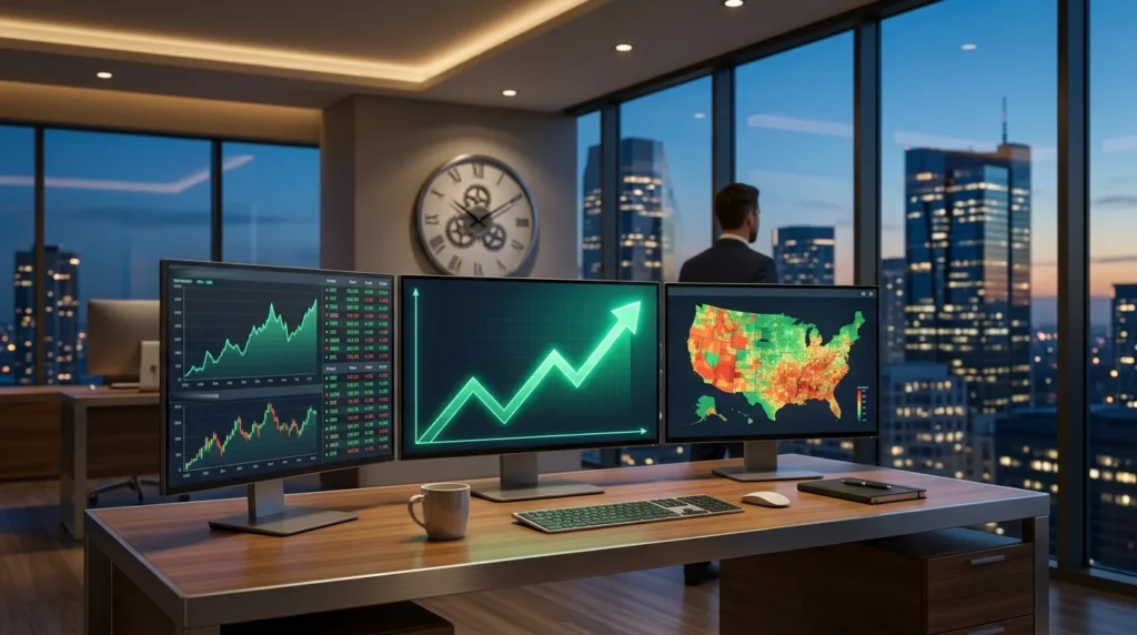 Anthropic IPO: $2T Target, Timing and Can You Buy Shares Trading desk screens showing a rising chart as investors watch the Anthropic IPO