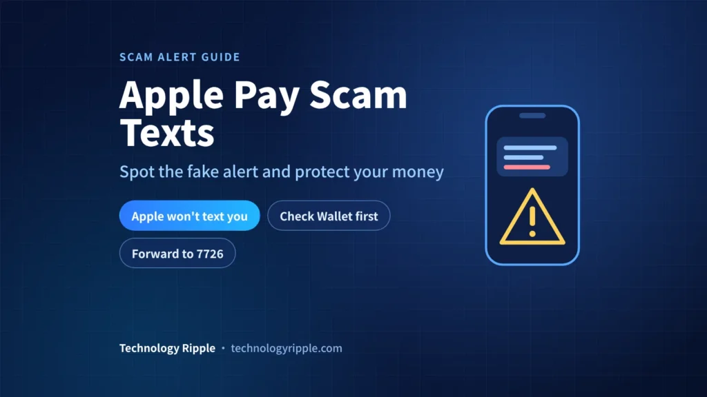 Apple Pay scam text warning on an iPhone screen with a fake charge alert