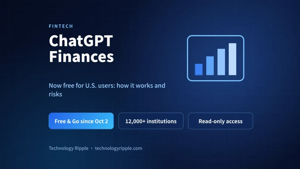 ChatGPT Finances dashboard concept showing connected bank accounts, spending insights and privacy controls