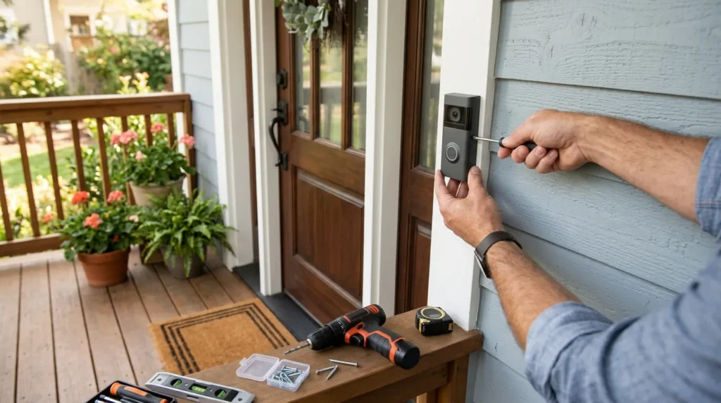 How to Install Ring Doorbell in 9 Steps (Wired or Battery) How to install ring doorbell with a screwdriver beside a front door