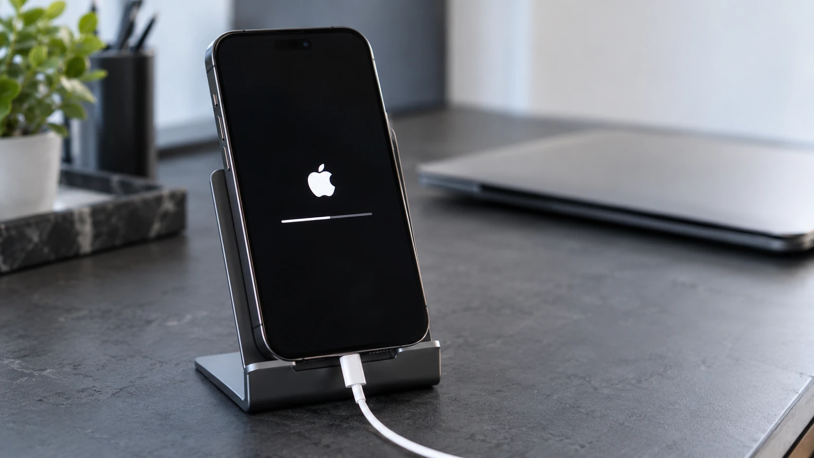 iPhone installing an iOS update while connected to power
