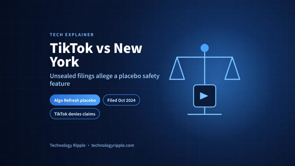 TikTok lawsuit New York placebo Algo Refresh safety feature allegations
