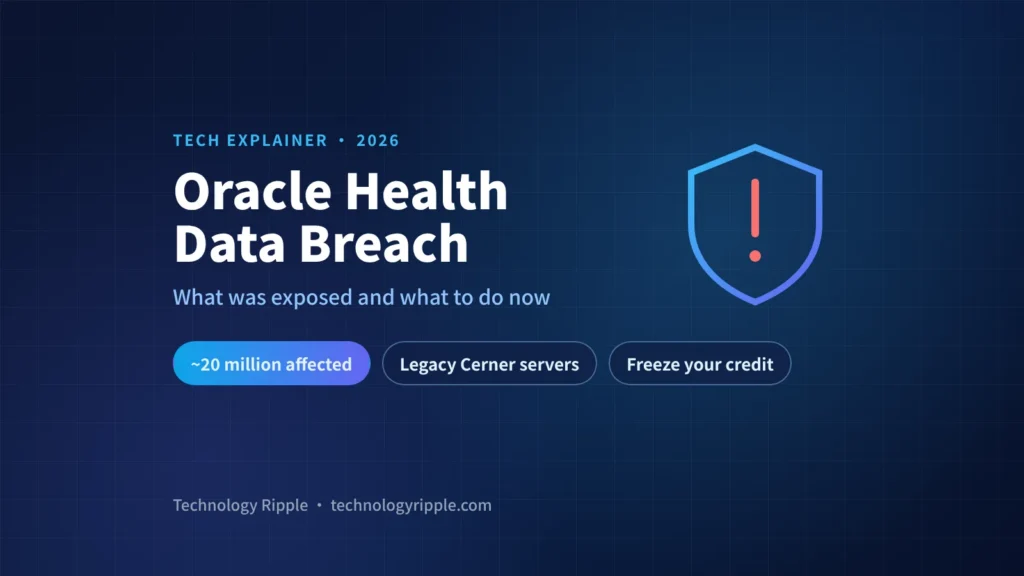 Oracle Health Data Breach: 20 Million Exposed, What to Do Oracle Health data breach illustration showing 20 million records exposed